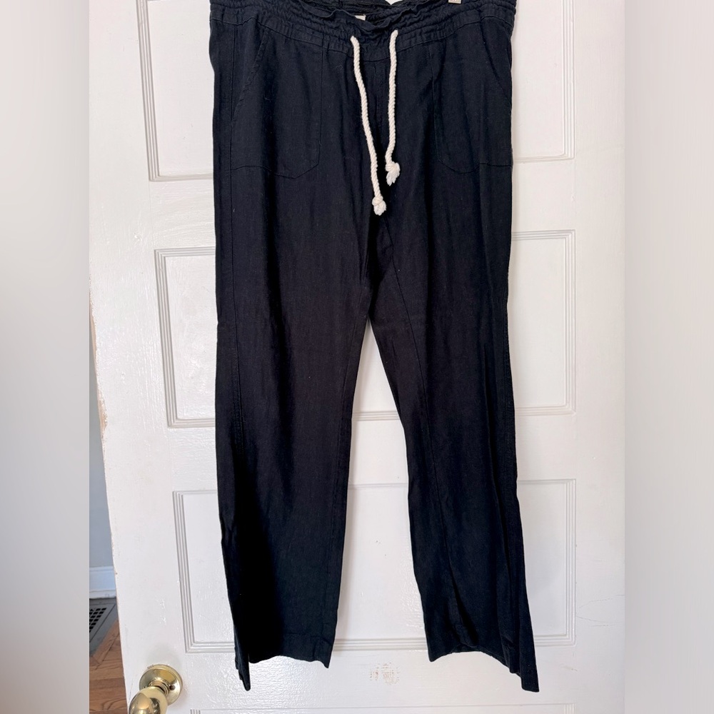 Roxy black rope drawstring surfer pants, size M